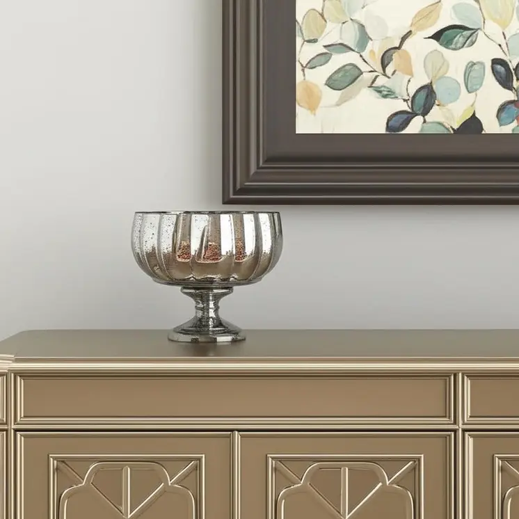 6" Silver Wavy Glass Table Vase