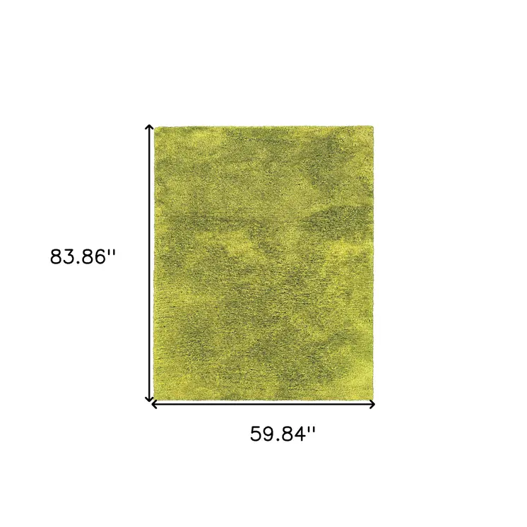 5' X 7' Green Shag Hand Tufted Area Rug