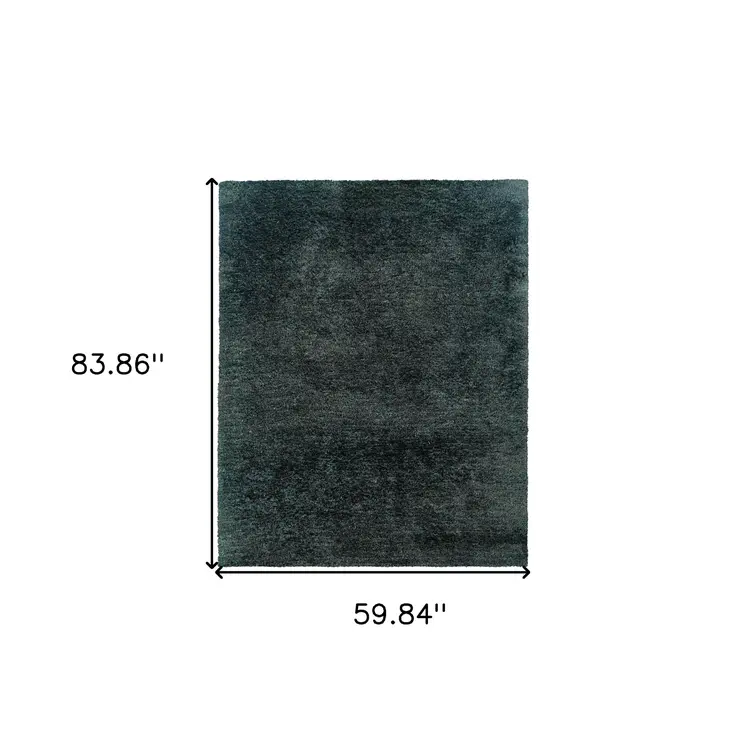 5' X 7' Charcoal Shag Hand Tufted Area Rug