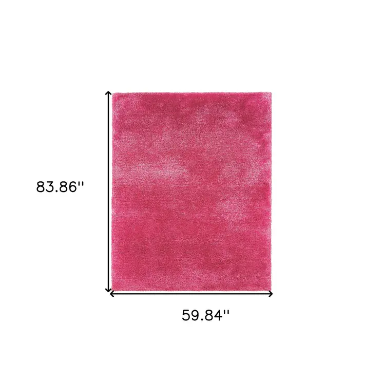 5' X 7' Pink Shag Hand Tufted Area Rug