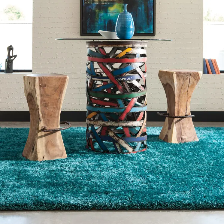 5' X 7' Teal Shag Hand Tufted Area Rug