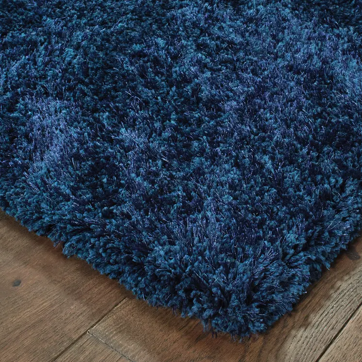 5' X 7' Blue Shag Hand Tufted Area Rug