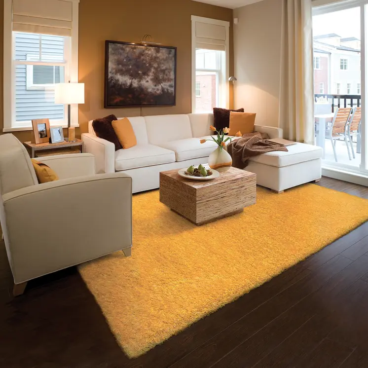5' X 7' Gold Shag Hand Tufted Area Rug