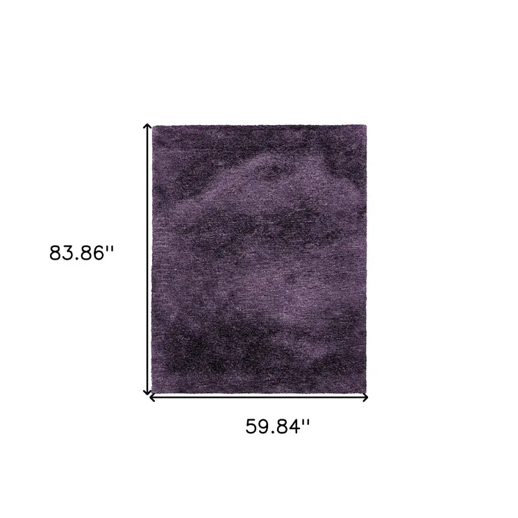 5' X 7' Purple Shag Hand Tufted Area Rug