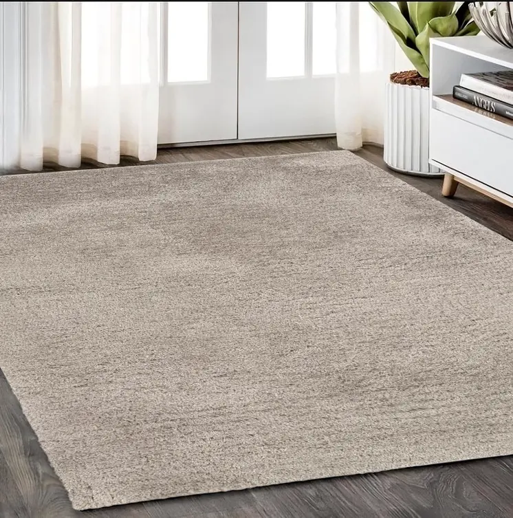 5' X 7' Silver Shag Hand Tufted Area Rug