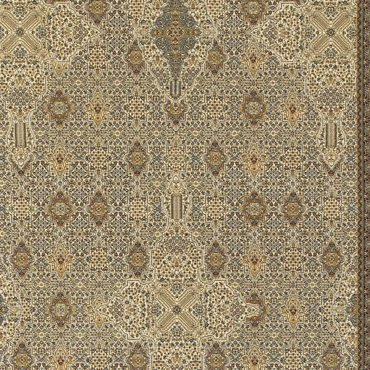 4' X 5' Ivory And Dark Blue Medallion Area Rug With Fringe