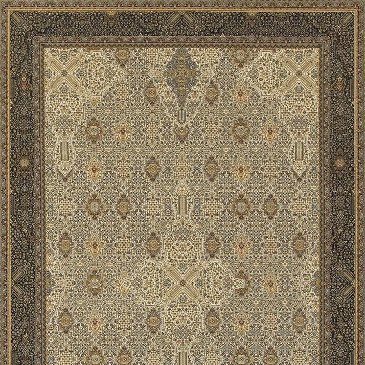4' X 5' Ivory And Dark Blue Medallion Area Rug With Fringe
