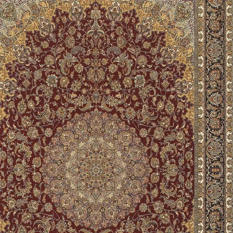 4' X 5' Ivory Red And Orange Medallion Area Rug With Fringe