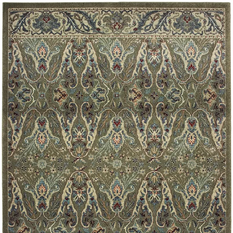 4' X 5' Brown And Ivory Floral Area Rug