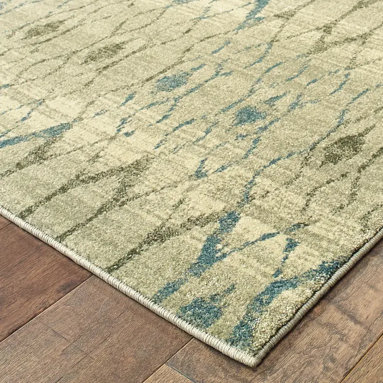 10' X 13' Blue And Ivory Geometric Distressed Area Rug