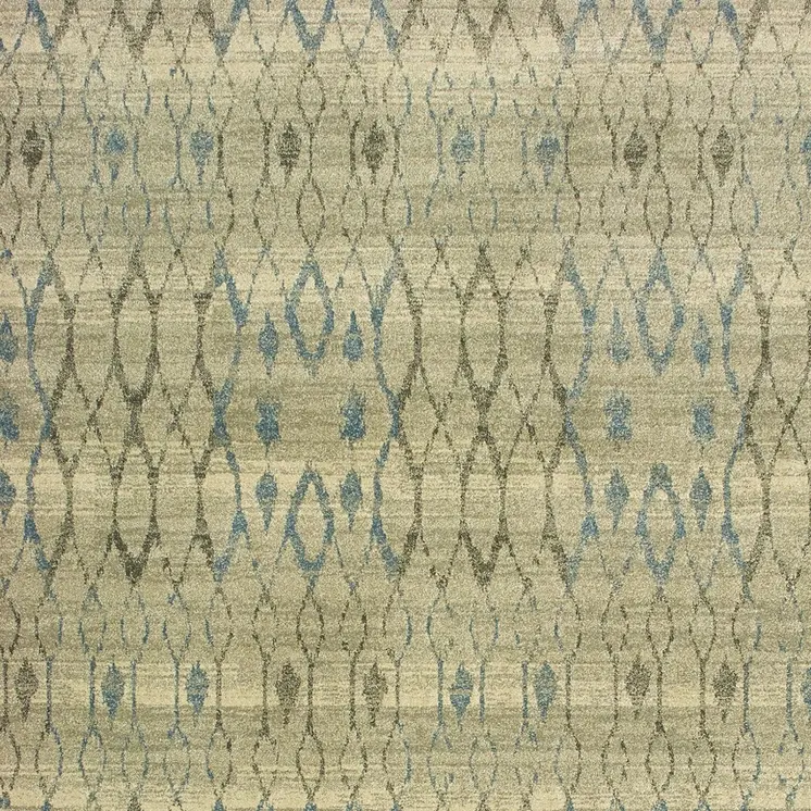 10' X 13' Blue And Ivory Geometric Distressed Area Rug