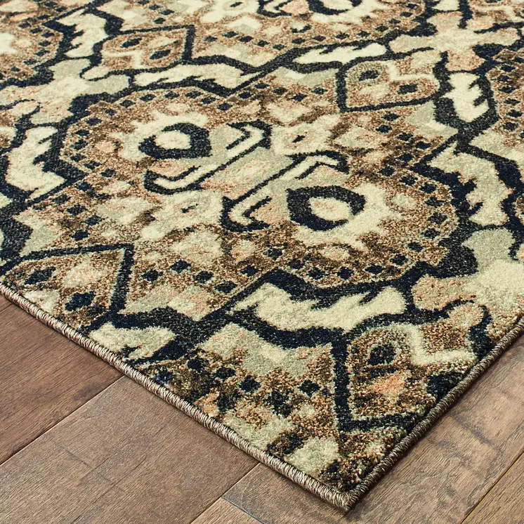 10' X 13' Brown Geometric Distressed Area Rug