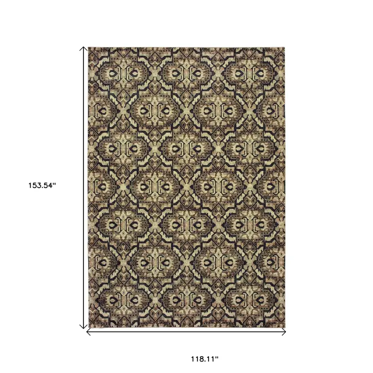 10' X 13' Brown Geometric Distressed Area Rug