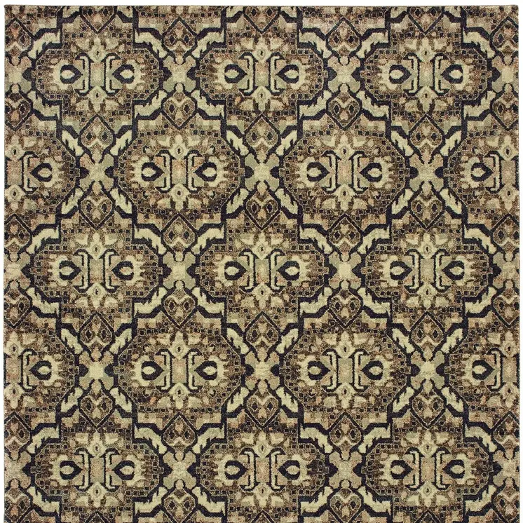 10' X 13' Brown Geometric Distressed Area Rug