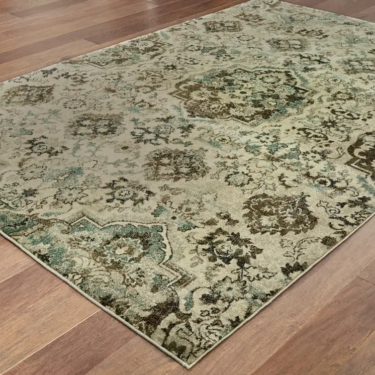 10' X 13' Ivory And Gray Oriental Area Rug