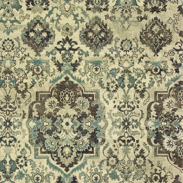 10' X 13' Ivory And Gray Oriental Area Rug