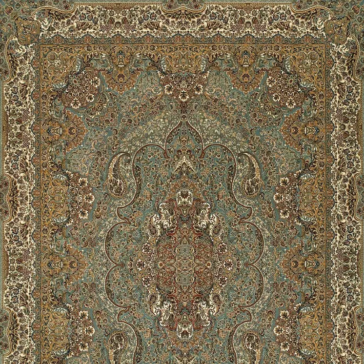 8' X 11' Blue And Gold Medallion Area Rug With Fringe