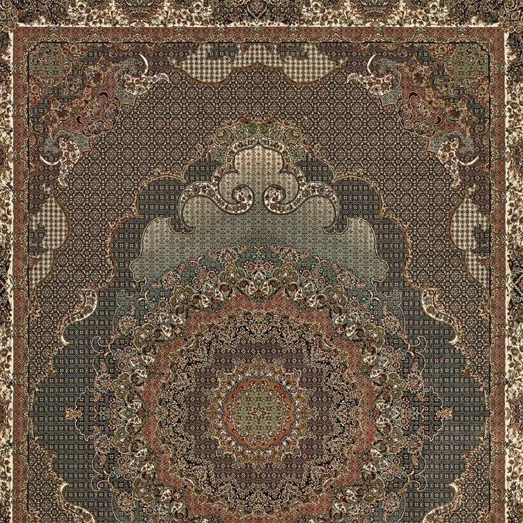 10' X 13' Blue And Red Medallion Area Rug With Fringe