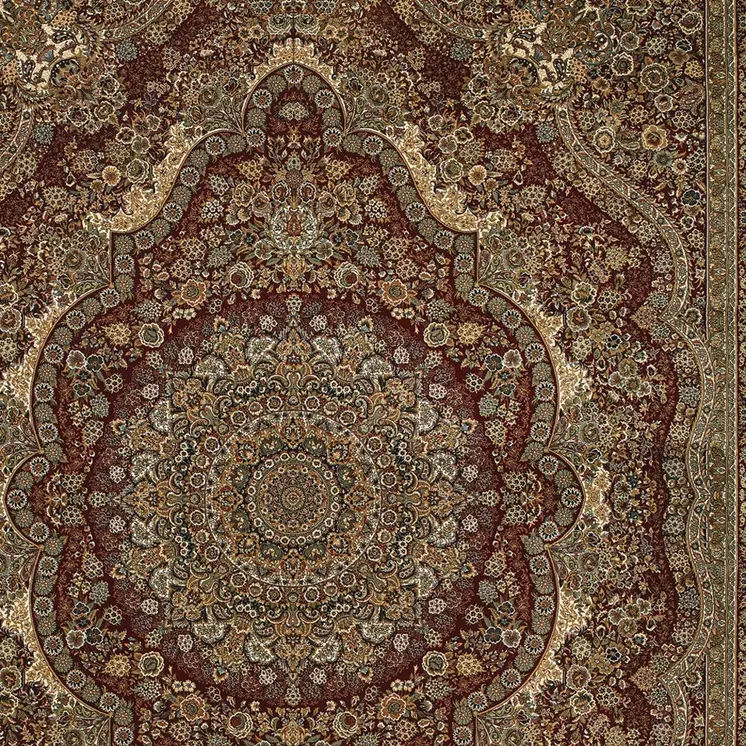 5' X 8' Red And Gold Medallion Area Rug With Fringe