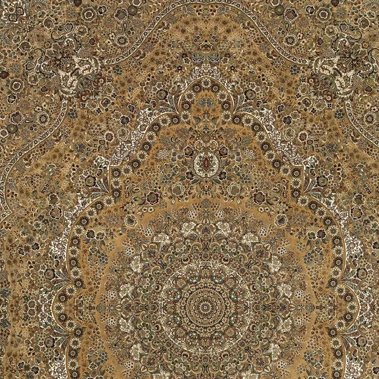 4' X 5' Gold And Ivory Medallion Area Rug With Fringe