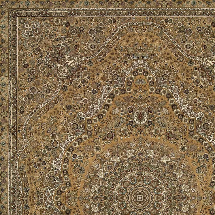 5' X 8' Gold And Ivory Medallion Area Rug With Fringe