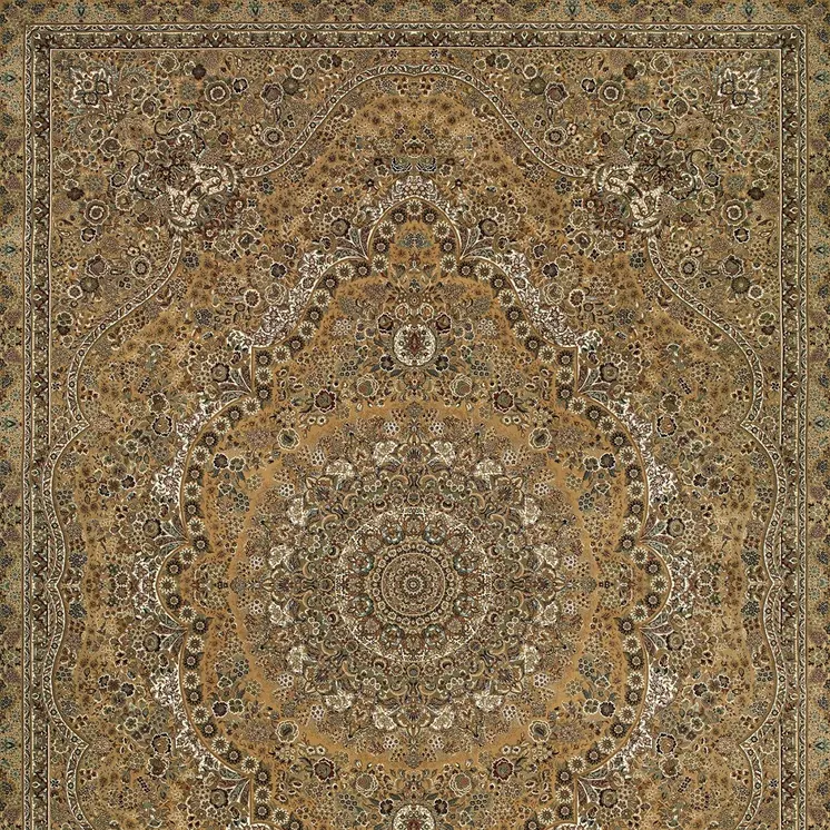 5' X 8' Gold And Ivory Medallion Area Rug With Fringe