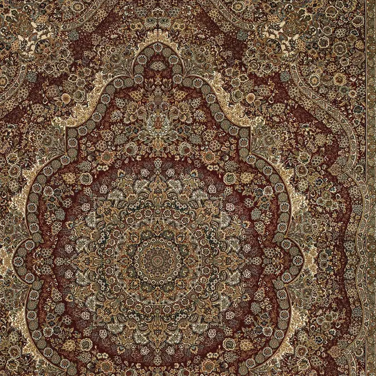 10' X 13' Red And Gold Medallion Area Rug With Fringe