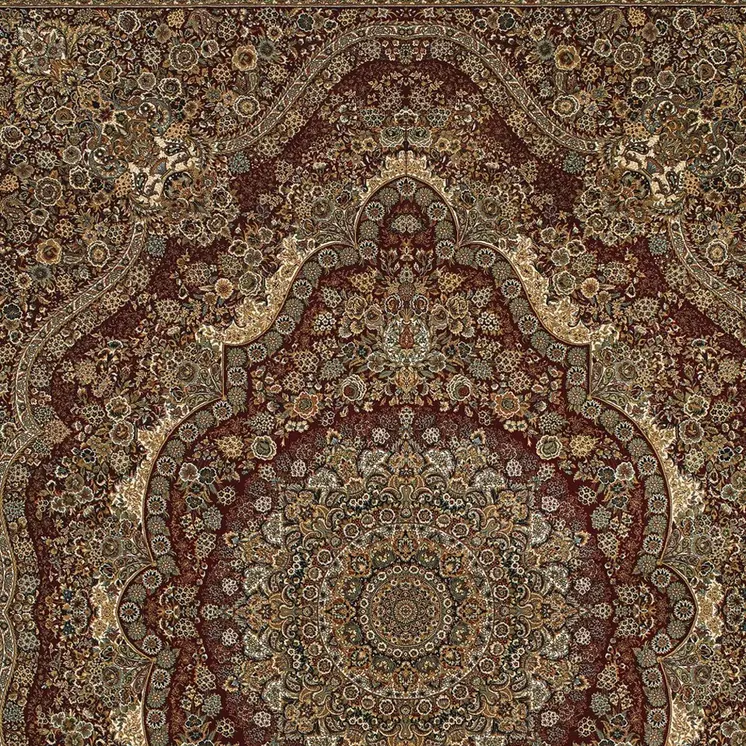 7' X 10' Red And Gold Medallion Area Rug With Fringe