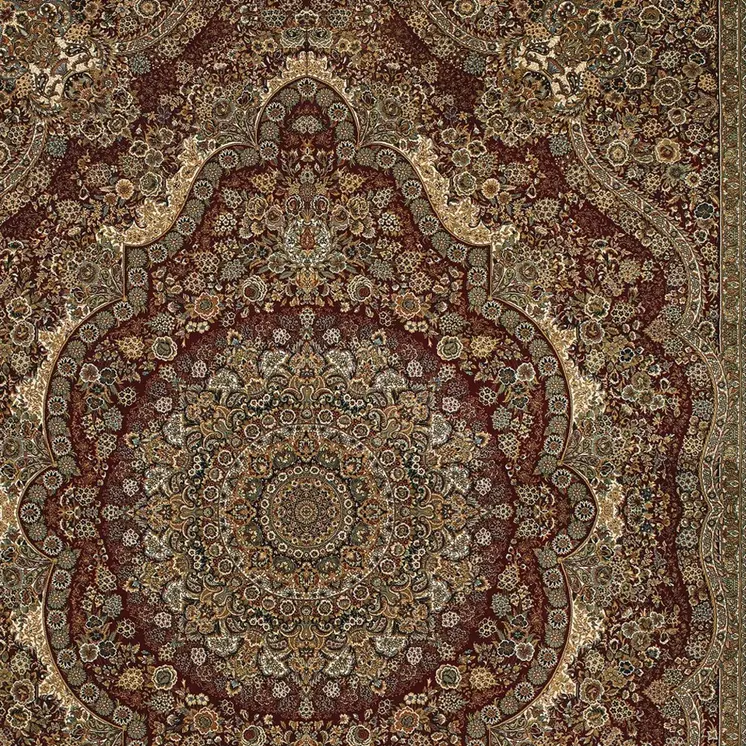 8' X 11' Red And Gold Medallion Area Rug With Fringe