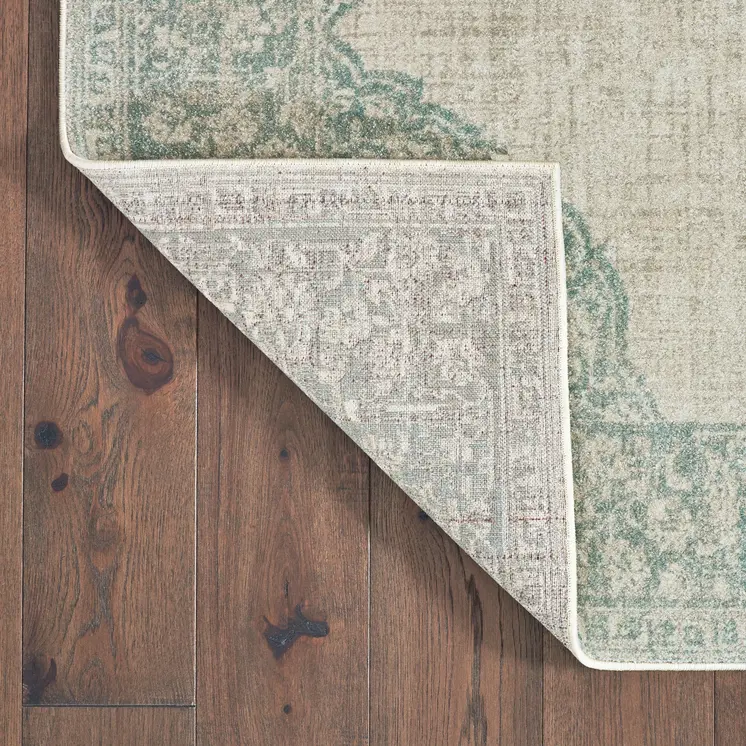 10' X 13' Ivory And Blue Oriental Distressed Area Rug