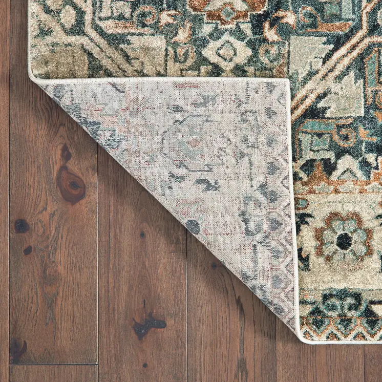 10' X 13' Blue And Ivory Geometric Distressed Area Rug
