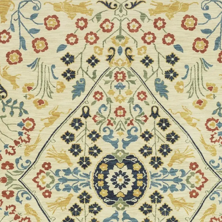 10' X 13' Ivory Orange And Navy Blue Oriental Area Rug With Fringe
