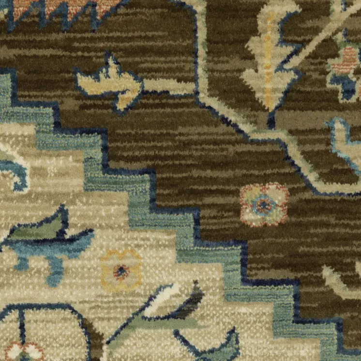 8' X 11' Brown And Orange Oriental Area Rug With Fringe