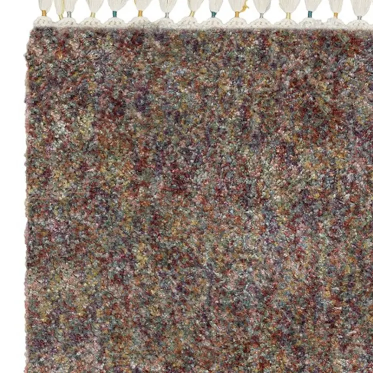 4' X 5' Orange Blue And Yellow Abstract Shag Area Rug With Fringe