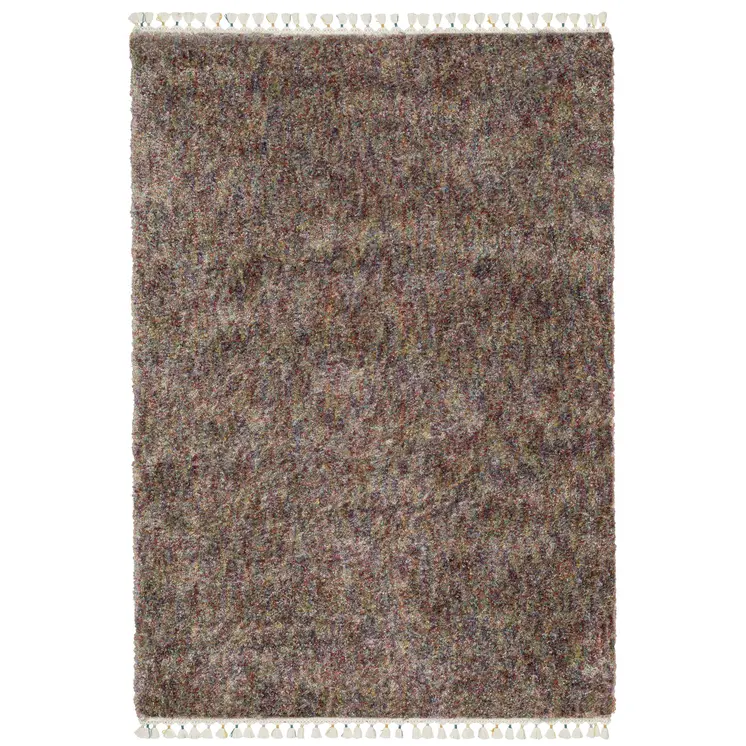 8' X 11' Orange Blue And Yellow Abstract Shag Area Rug With Fringe