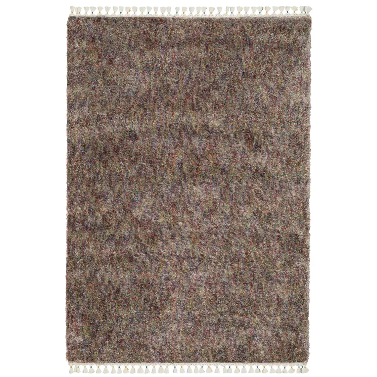 8' X 11' Orange Blue And Yellow Abstract Shag Area Rug With Fringe