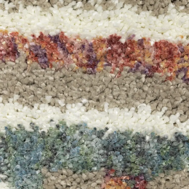 10' X 13' Tan Gray And Ivory Abstract Shag Distressed Area Rug With Fringe