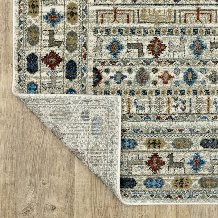 4' X 6' Ivory Tan And Gray Tribal Area Rug