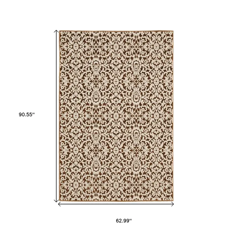 5' X 8' Rust And Beige Oriental Area Rug