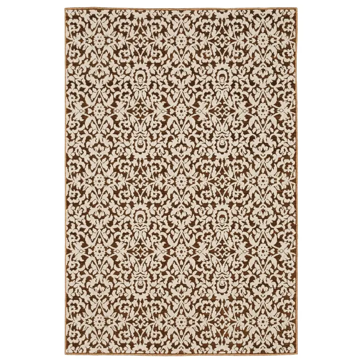 5' X 8' Rust And Beige Oriental Area Rug