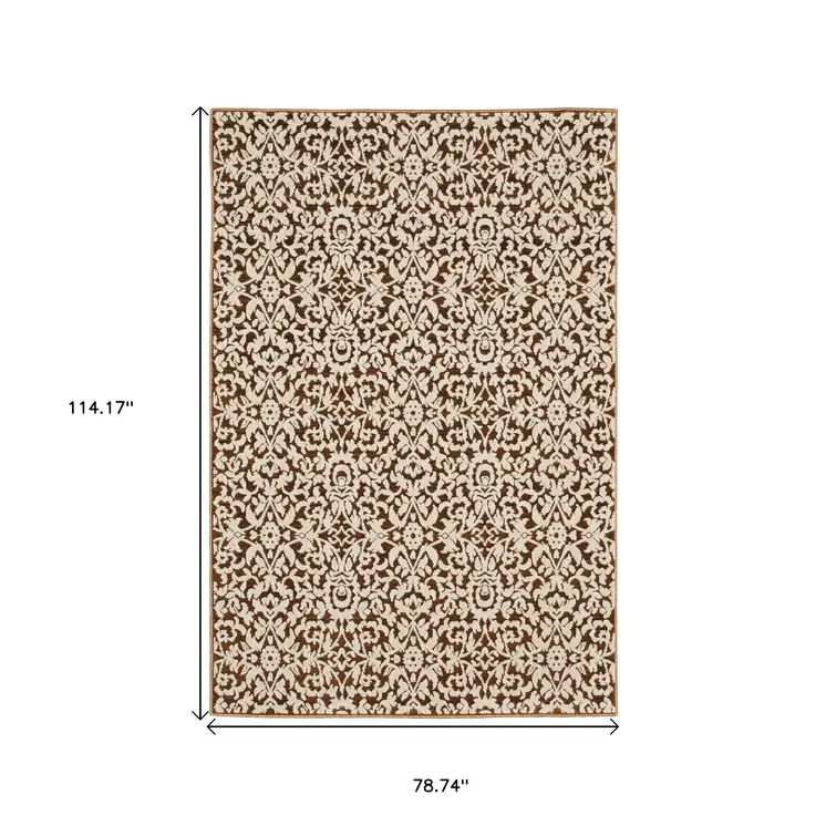 7' X 10' Rust And Beige Oriental Area Rug