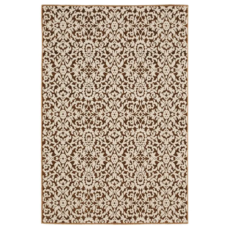 7' X 10' Rust And Beige Oriental Area Rug