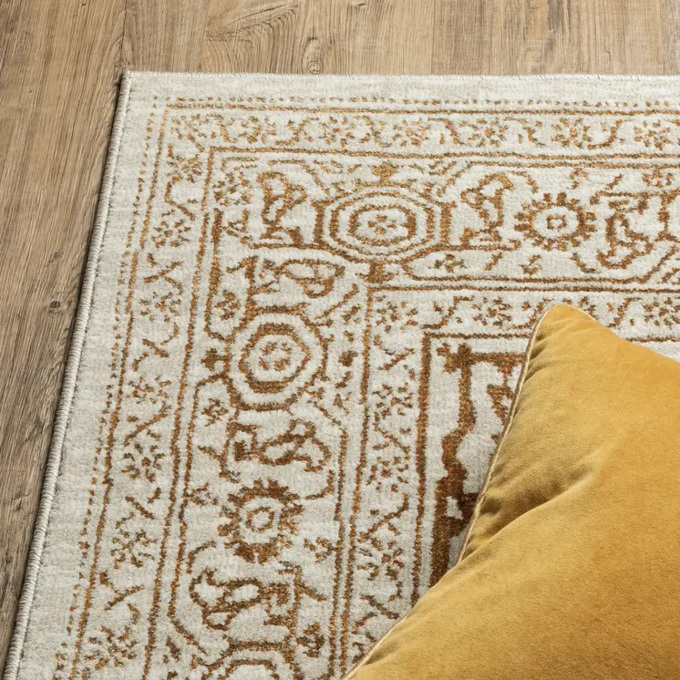 10' X 13' Ivory And Gold Oriental Area Rug