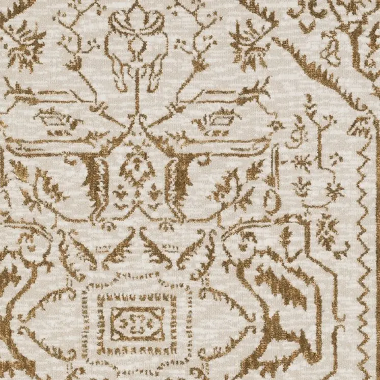 4' X 6' Ivory And Gold Oriental Area Rug