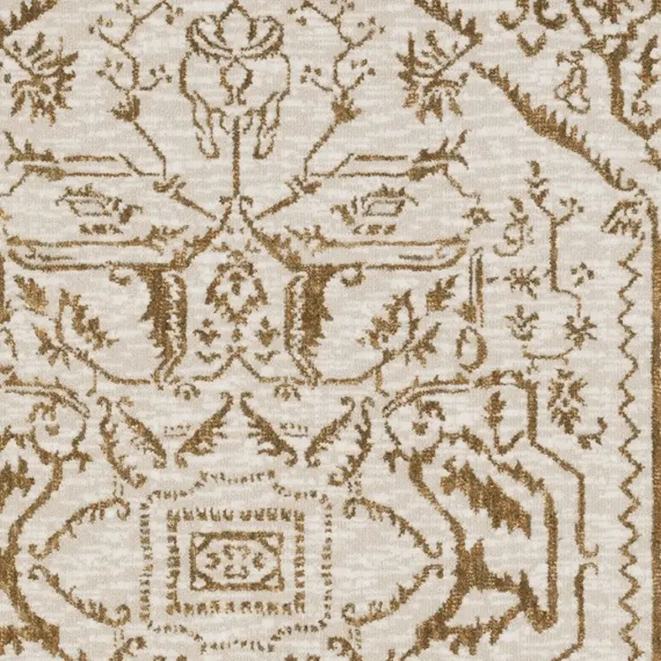 8' X 11' Ivory And Gold Oriental Area Rug