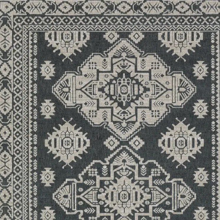 7' X 10' Blue And Gray Medallion Area Rug