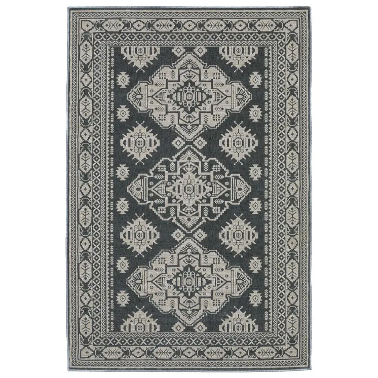 8' X 11' Blue And Gray Medallion Area Rug