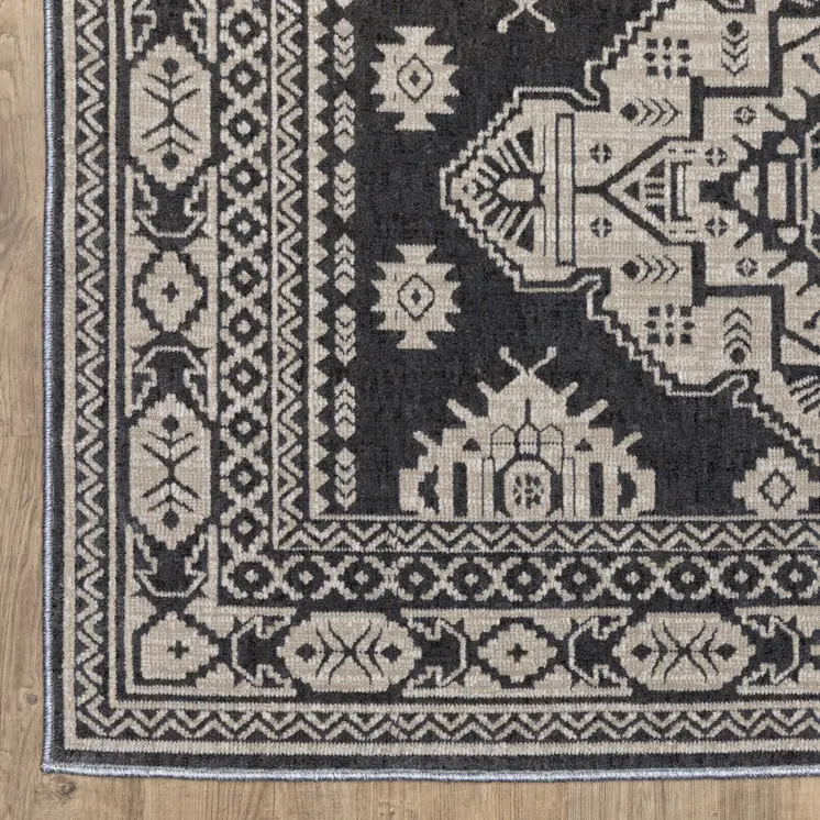 8' X 11' Blue And Gray Medallion Area Rug