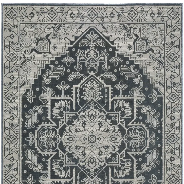 4' X 6' Blue And Gray Oriental Area Rug