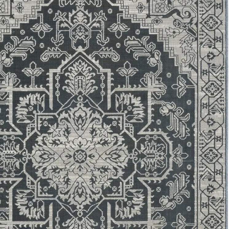 8' X 11' Blue And Gray Oriental Area Rug